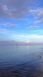 Scenic view of sea against cloudy sky