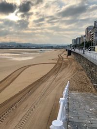 Panoramic view of beach against sky in city