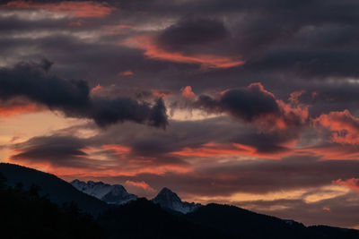 Scenic view of dramatic sky during sunset