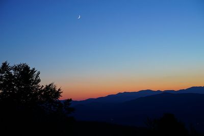 Scenic view of silhouette mountains against sky at sunset