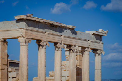 Marbles and columns of the southern side of the parthenon in the acropolis, athens, greece