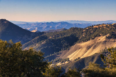 Scenic view of mountains against clear sky