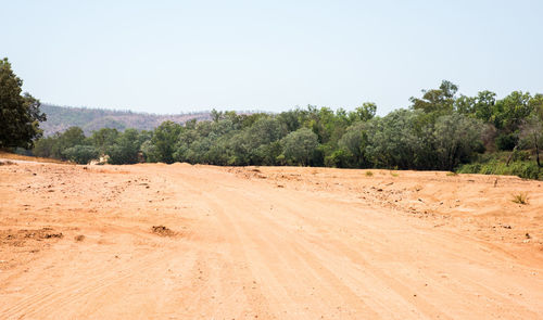 Scenic view of land against clear sky