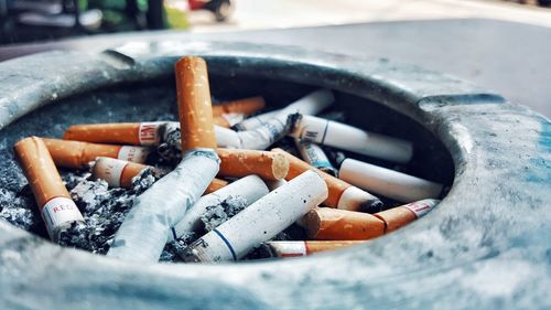 Close-up of cigarette smoking