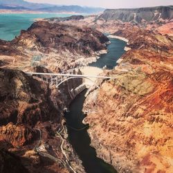 Scenic view of hoover dam against sky