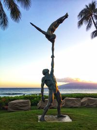 Low angle view of statue against clear sky