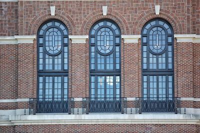 Building exterior with closed glass window