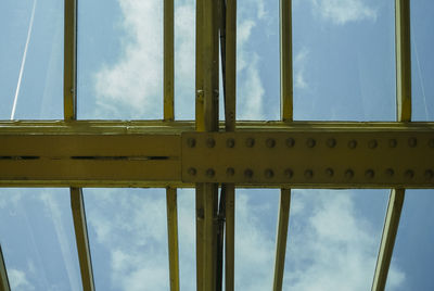 Low angle view of sky seen through glass window