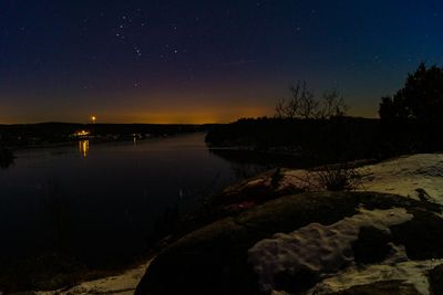 Scenic view of sea at night