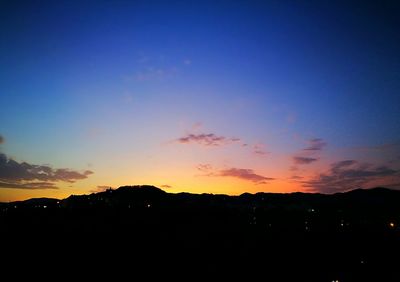 Silhouette landscape against sky at sunset