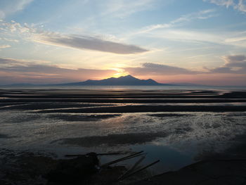 Scenic view of sea against sky during sunset