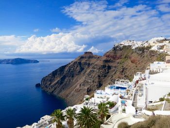 Scenic view of sea against cloudy sky