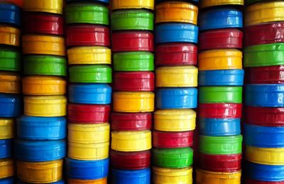 Full frame shot of colorful stacked containers