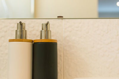 Close-up of coins in bathroom at home