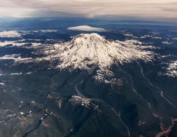 Aerial view of volcanic landscape