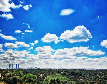 Scenic view of field against cloudy sky