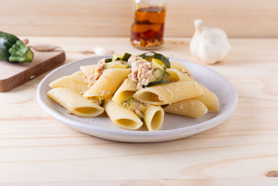 Close-up of food in plate on table