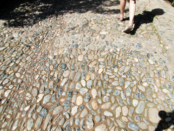 Low section of person standing on rock