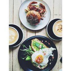 Directly above shot of serving food served in plate