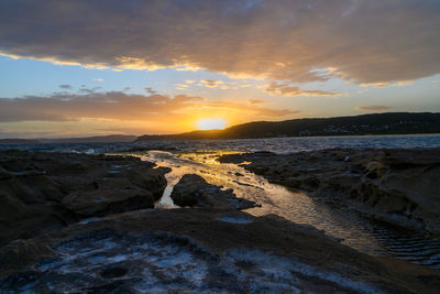 Scenic view of sea against sky during sunset