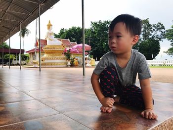 Boy looking at view