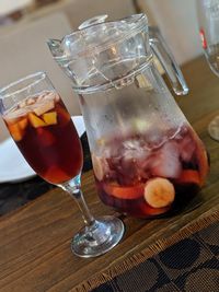 Close-up of drink in glass on table