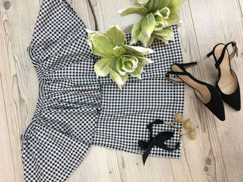 High angle view of potted plant on table