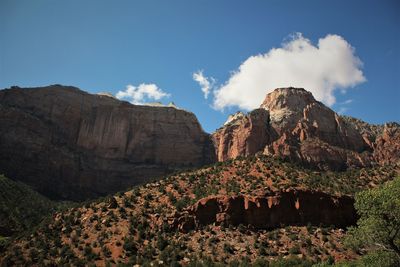 Rock formations on landscape against sky