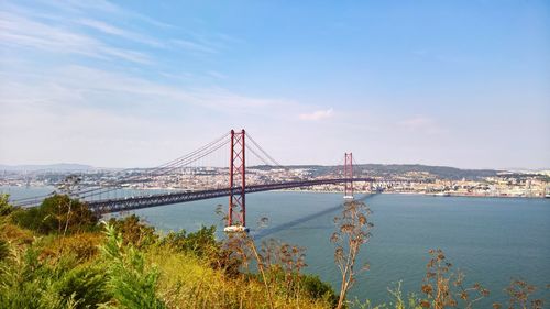 Suspension bridge over sea