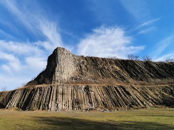 Low angle view of land against sky