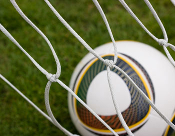 Close-up of ropes on fence