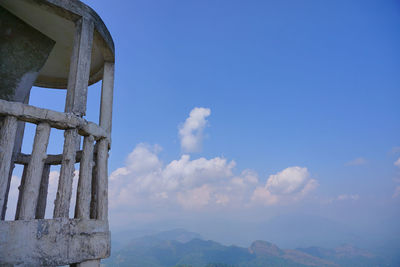 Low angle view of metallic structure against sky