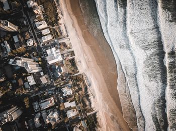 Aerial view of buildings and beach