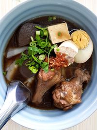 High angle view of food in bowl