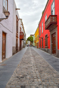 Footpath amidst buildings in city