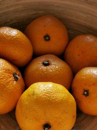 High angle view of oranges on table