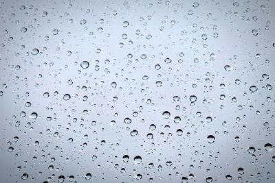 Full frame shot of raindrops on window