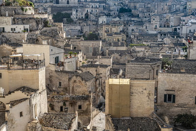 High angle view of buildings in city