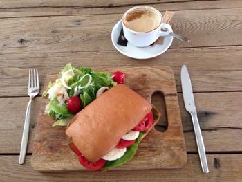 Close-up of coffee on wooden table