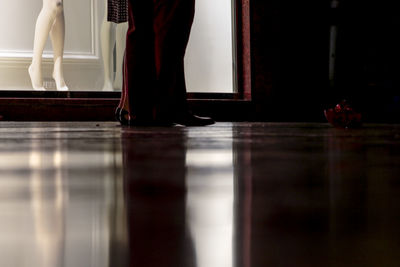 View of curtains on floor