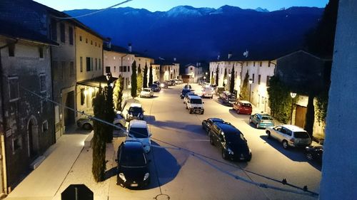 High angle view of cars on street