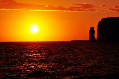 Scenic view of sea at sunset