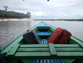 Boats in calm lake