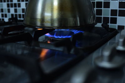 Close-up of metal ring in kitchen