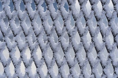 Full frame shot of snow covered metal