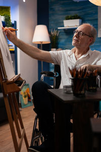 Man working on table