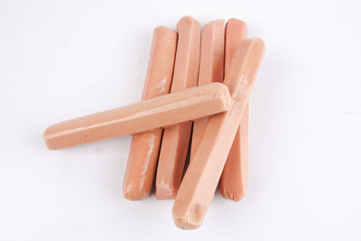 High angle view of bread on white background