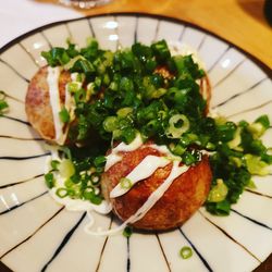 Close-up of chopped salad served in plate