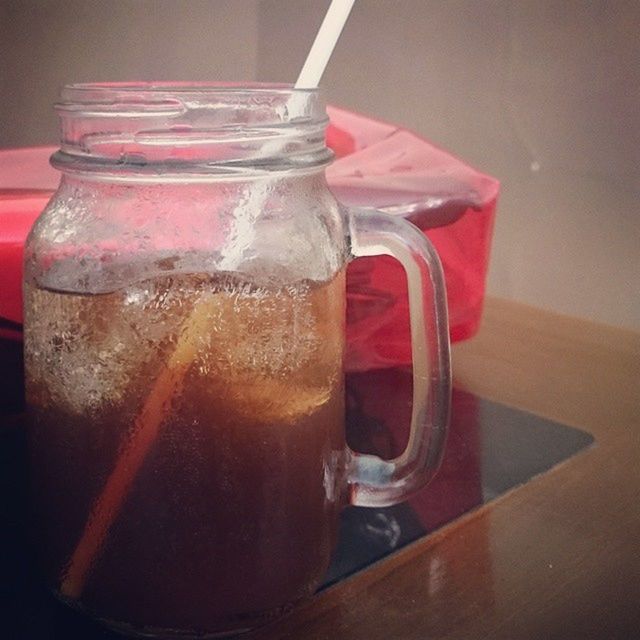 indoors, food and drink, table, drink, still life, refreshment, drinking glass, freshness, glass - material, close-up, no people, transparent, glass, jar, healthy eating, coffee cup, high angle view, red, wood - material, food