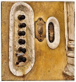 Close-up of old rusty metal door